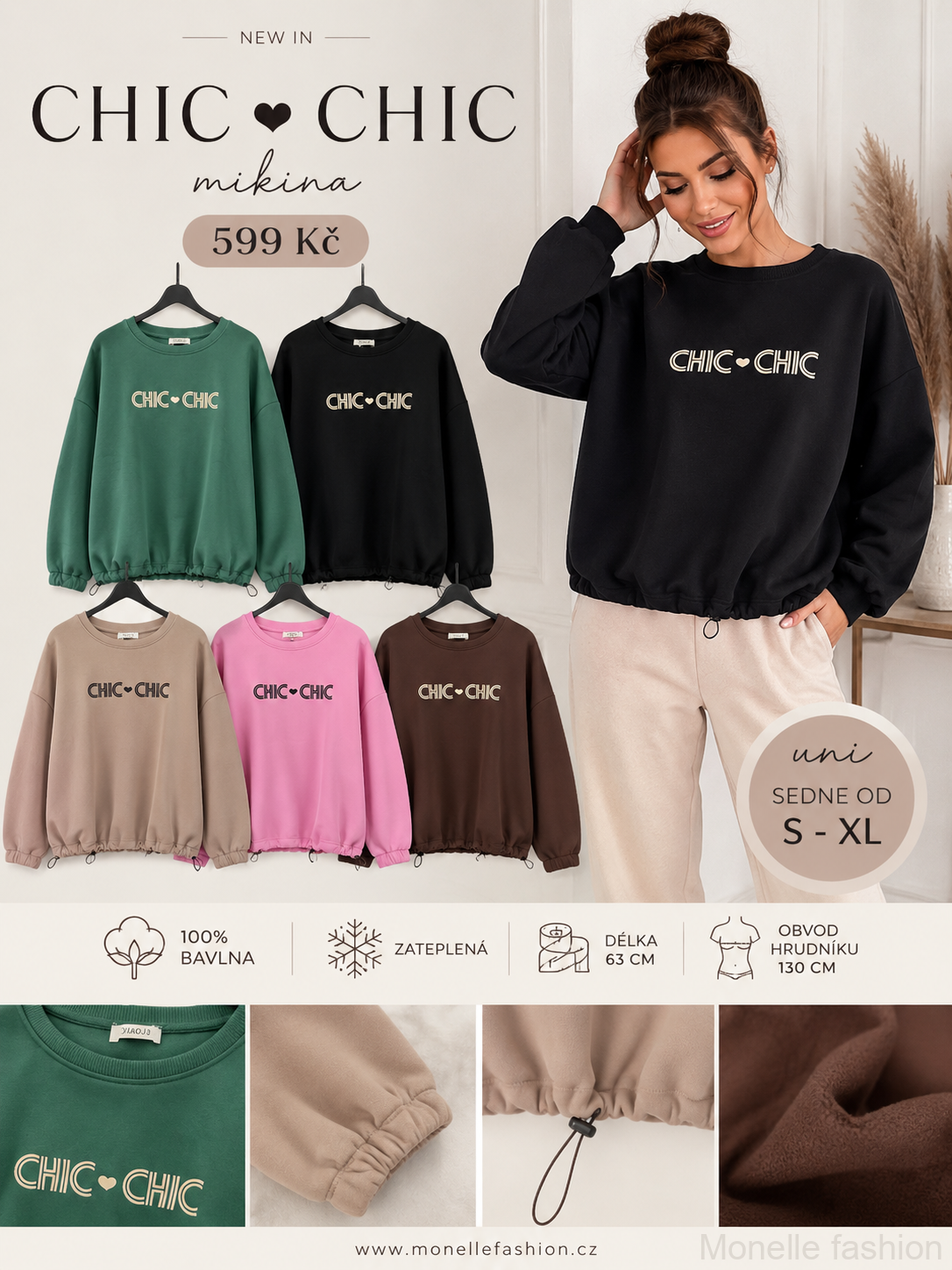 Zateplená oversize mikina s výšivkou