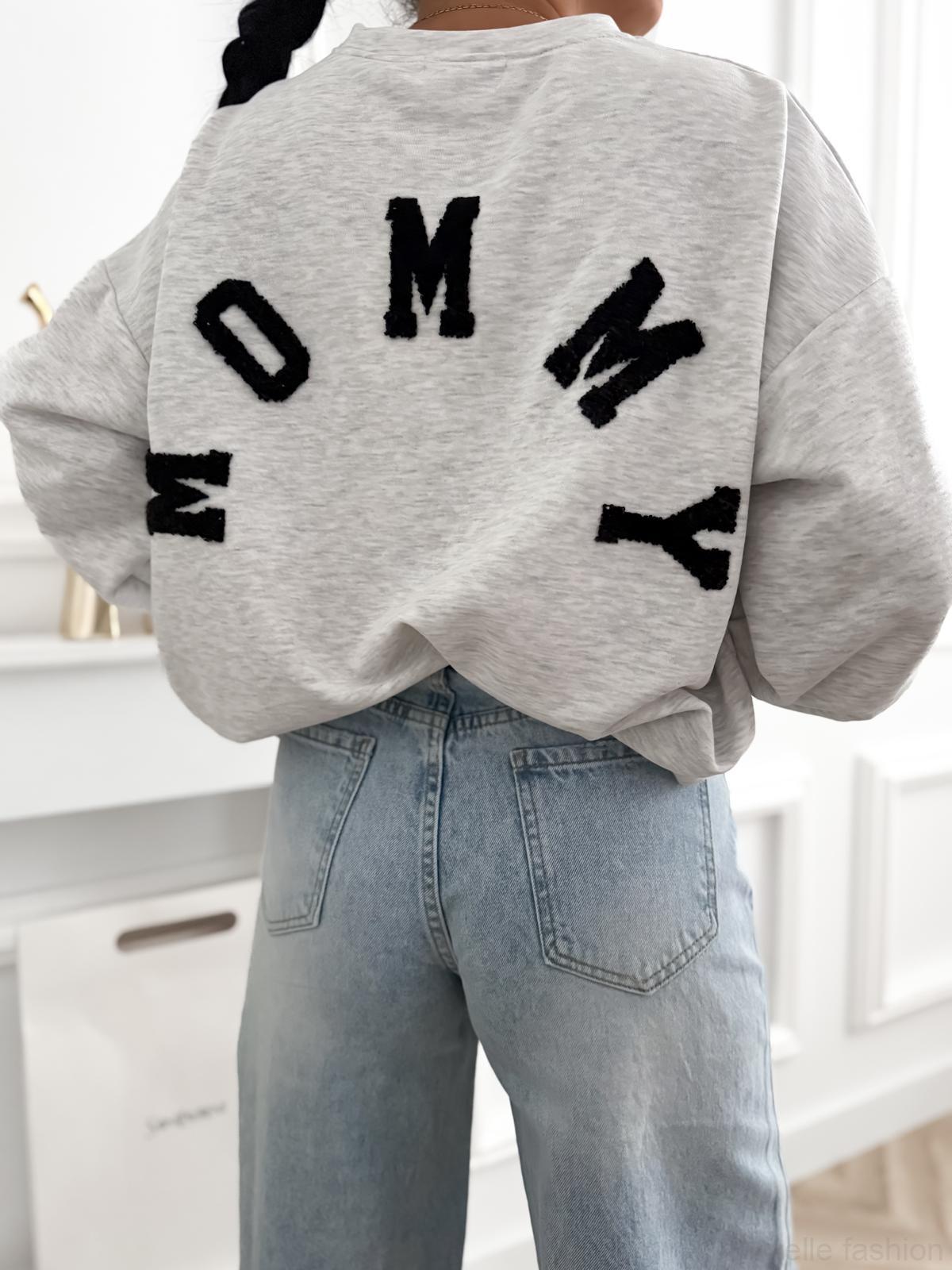 Dámská oversize mikina MOMMY – růžová / světle šedá