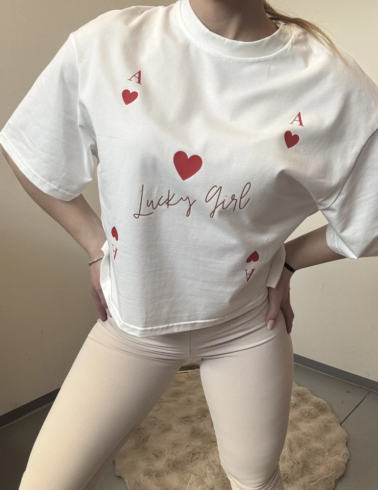 Dámské tričko Lucky Girl – bílé