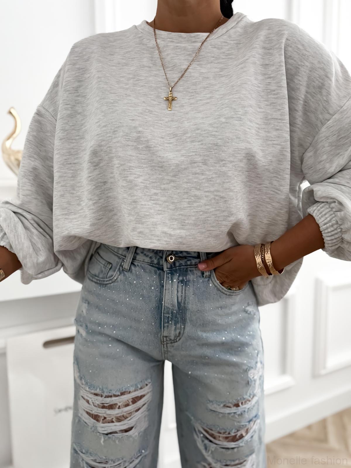 Dámská oversize mikina MOMMY – růžová / světle šedá