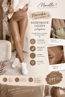 Zateplené koženkové legíny v barvě camel ✨
