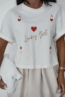 Dámské tričko Lucky Girl – bílé