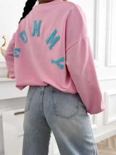 Dámská oversize mikina MOMMY – růžová / světle šedá