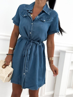 Denimové košilové šaty s páskem z lyocelu