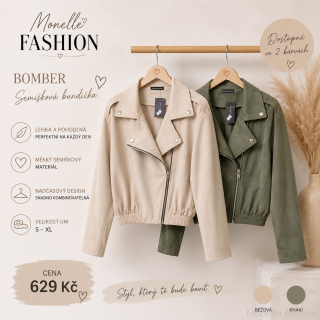 Lehká semišová bomber bunda – italská